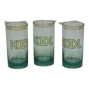 Lot of 3 Kool Promo Acrylic Green Tint 12oz Glasses Vintage Tobacco Memorabilia
